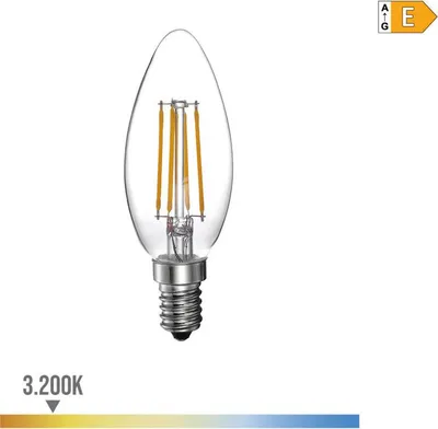 Image de Ampoule Bougie Led Filament E14 Filament Led, E14, Lumière Chaude, 4w - Edm