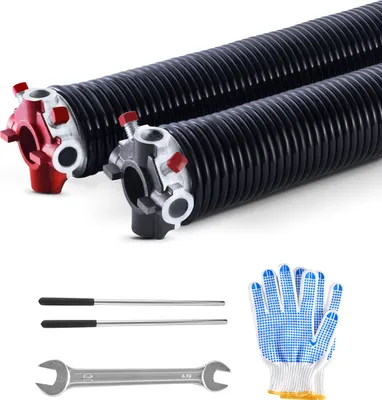 Produktbild von VEVOR Torsionsfedern für Garagentore (Φ 5,94 x Φ 50,8 x 711 mm) 16000 Zyklen, schwarz beschichtet zum Auswechseln, Garagentorfedern mit rutschfesten Wickelstäben & Handschuhen & Montageschlüssel