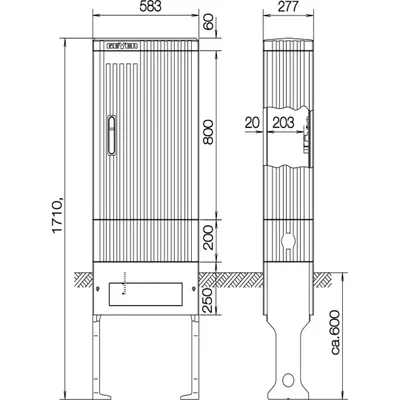 Productafbeelding van ABN aansluitpaal FB2 BH5 SL175P, met montageplaat, 1 cilinder ingebouwd