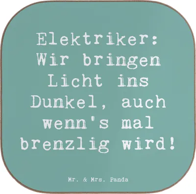 Produktbild von Mr. & Mrs. Panda Tischuntersetzer Spruch Elektriker Lichtbringer - Meeresbrise - Geschenk, Untersetzer Tasse, Elektrotechnik Beruf, gläseruntersetzer, Techniker, Strom