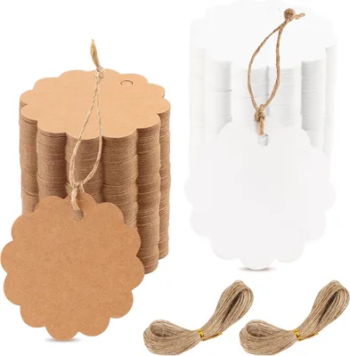 Produktbild von Geschenkanhänger rund, Kraftpapier, 200 Stück, mit Juteband, für Geschenkverpackungen