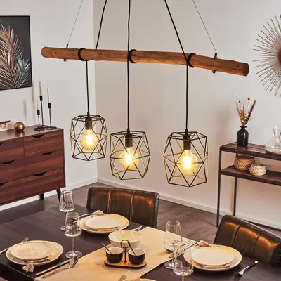 Produktbild von Porzus »Porzus« Hängelampe aus Metall/Holz in Schwarz/Braun
