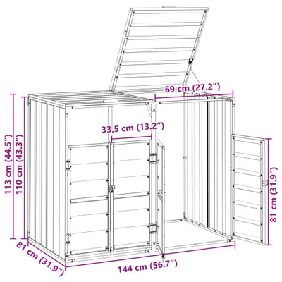 Productafbeelding van vidaXL Vuilnisbakbox voor 2 containers, groen, 144x81x113 cm, staal