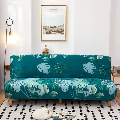 Produktbild von Stretchbezug für ein 2-Sitzer-Schlafsofa ohne Armlehnen, Regenwaldmuster