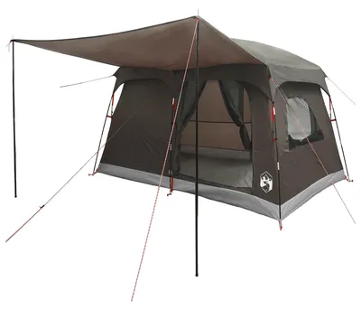 Obrázok produktu pre vidaXL Rodinný stan so strechou, hnedo-sivý, 380 x 260 x 190 cm, polyester