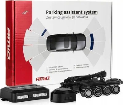 Zdjęcie produktu dla Zestaw czujników parkowania cofania Buzzer 4 sensory czarne "GOLD" 18 mm AMIO-01576