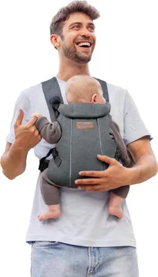 Produktbild von Jané Dual, ergonomische Babytrage, von Geburt bis 15 kg, 3 Positionen, atmungsaktiv und gepolstert, Grau
