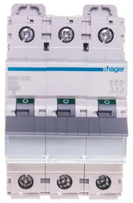 Imagen del producto de Hager NBN332, interruptor automático, tipo B, 3 módulos. (NBN332)