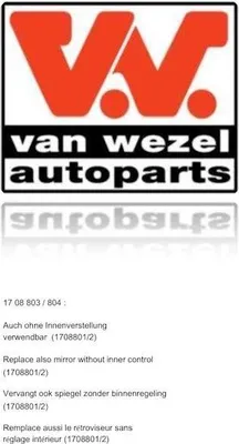 Immagine prodotto di VAN WEZEL 1708804 Specchietto esterno destro per FIAT Panda hatchback (141) convesso