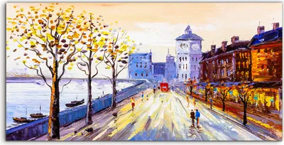 Produktbild von Coloray - Glasbild - 120x60 cm - Wandbild - Glasbilder - Deko Landschaft London Straße Herbst