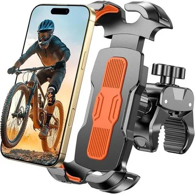 Productafbeelding van Telefoonhouder voor Fiets - Zwart - Geschikt voor 4,7-6,9 Telefoons - Universeel en Verstelbaar - Voor Fiets, Bromfiets en Scooter