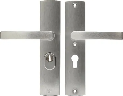Produktbild von AXA Sicherheitstürbeschlag - Set - Curve Plus VH - Aluminium - Türgriff - mit Zylinderbohrung - PC55 - Türgriff mit Schutzschild
