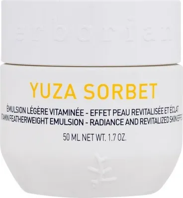 A white jar of Erborian Yuza Sorbet Vitamin Featherweight Emulsion.