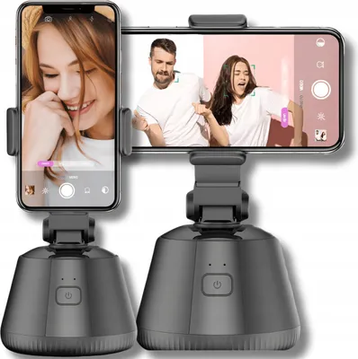 Zdjęcie produktu dla OMNA | Obrotowy uchwyt na smartfon - Czarny - Rozpoznawanie twarzy - Idealny do vlogów i transmisji na żywo