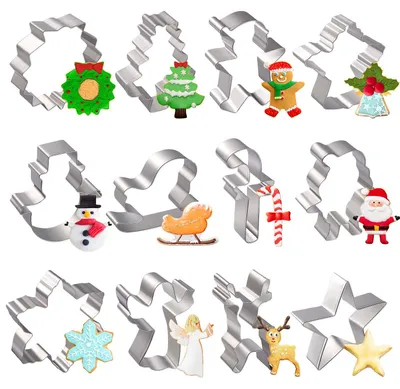 12er-Set Weihnachts-Ausstechformen aus Edelstahl