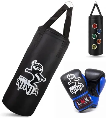 Imagen del producto de Set de boxeo para niños "Little Ninja" - 60 cm, relleno, incluye guantes de boxeo para niños