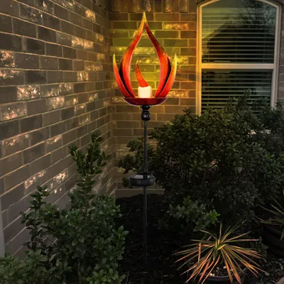 Produktbild von LED Solarlampe, Metall, schwarz, Feuereffekt, H 93cm