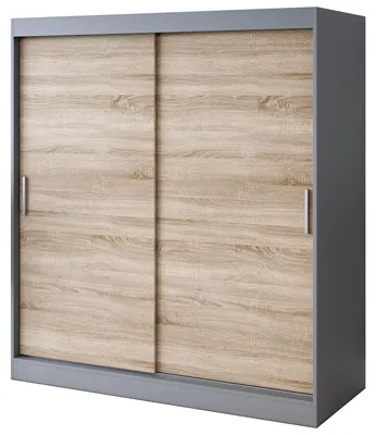 Produktbild von Schiebetürenschrank 180x200cm - Anthrazit Matt & Sonoma Eiche - Kleiderschrank GOLD - mit 5 Einlegeböden & 2 Kleiderstangen
