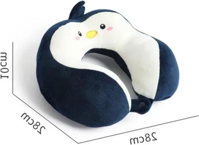 Immagine prodotto di Cuscino da viaggio Famanu con motivo a pinguino - Cuscino a forma di U per il collo, adatto a bambini e adulti