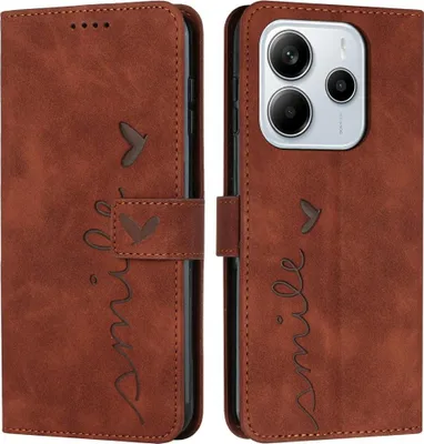 Produktbild von Xiaomi Redmi Note 14 4G Hülle - Coverup Smile Klapphülle - Braun