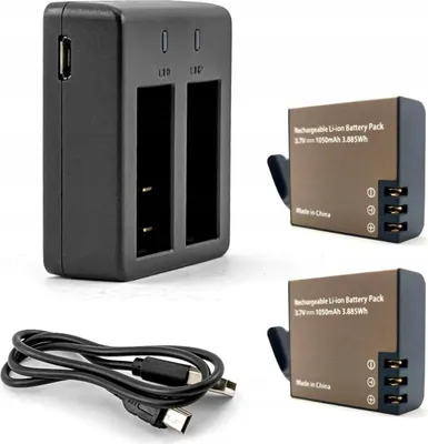 Zdjęcie produktu dla Ładowarka Dwukanałowa + 2 Baterie 1050mAh do Kamer Sportowych EKEN SJCAM GoPro Akaso COOAU