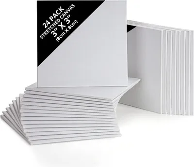 Produktbild von Belle Vous 24 Stück Blanko Leinwand zum Bemalen - Leinwand 8x8cm - Vorgespanntes Canvas Keilrahmen Leinwände Set - Geeignet für Acryl- und Ölfarben