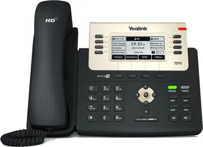 Produktbild von Yealink SIP-T27G, IP-Telefon, Schwarz, Gold, Kabelgebundenes Mobilteil, Tisch/Wand, SIP-Info, 8 Zeilen