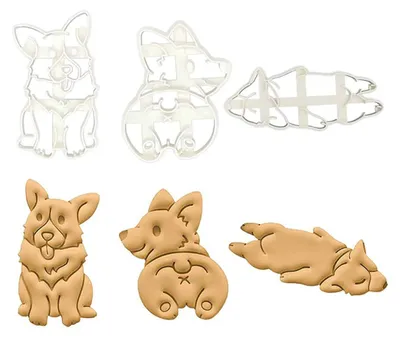 Zdjęcie produktu dla 3Pcs/Set Cute Corgi Biscuit Mold Plastic Funny Dog Shaped Cutters Narzędzie do pieczenia ciastek dla dzieci Ręczna forma do majsterkowania