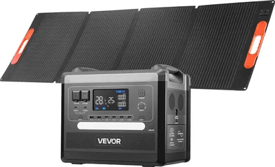 Produktbild von VEVOR Tragbare Powerstation, 2400-W-Solargenerator mit Faltbarem 200-W-Solarpanel, Erweiterbarem 2160-Wh-LiFePO4-Akku, 10 Ausgängen & Einstellbarer Eingangsleistung für Zuhause, Camping & RV