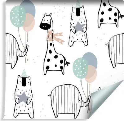 Immagine prodotto di rotolo di VLIES WALLPAPER da 10 m per asilo nido elefante giraffa orso XXL