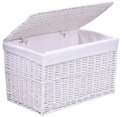 Obrázek produktu pro Velký bílý proutěný koš na prádlo s víkem 105 l