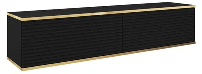Produktbild von Masseno TV-Schrank VENEZIA 135 cm Fernsehschrank mit 2 Türen TV-Lowboard für Wohnzimmer Modern 135x32x30 cm Schwarz / Schwarz