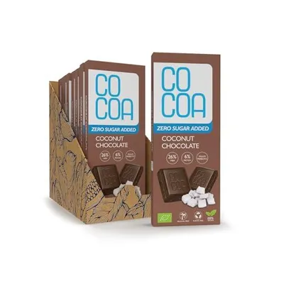 Produktbild von COCOA Kokos Schokolade, 10x40g, Zuckerfrei, Low Carb, Vegan