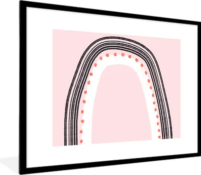 Produktbild von MuchoWow® Gerahmtes Poster Regenbogen - Minimalismus - Rosa 80x60 cm - Poster mit Schwarzem Bilderrahmen Wandposter Rahmen Foto Bilder - Schlafzimmer-Dekorationen - Fotoposter