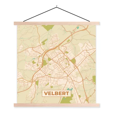 Produktbild von MuchoWow® Textilposter Karte - Velbert - Jahrgang - Karte 60x60 cm mit holzfarbenen Rahmen - Wanddekoration