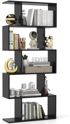 Produktbild von Bücherregal 5 Ebenen Stufenregal Raumteiler Standregal 70 x 23,5 x 158 cm Schwarz