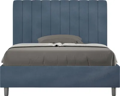 Produktbild von ITYHOME - Gepolstertes Bett mit Lattenrost 120x210 mit Mikrofaserbezug Blau Agueda