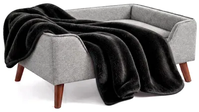 Produktbild von tierlando® Hundedecke LILLY Flauschige Haustier-, Welpen-, Katzen-, Plüschdecke - Größe: 100x75cm | Farbe: 03 Schwarz, KI-generiertes Bild