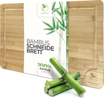 Produktbild von Schneidebrett 45 x 30 x 2 cm, Bambus, mit Saftrille, für Küche