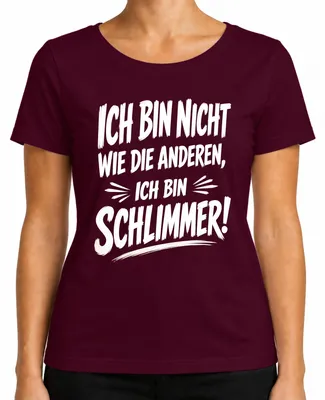 Imagen del producto de Camiseta para mujer "Statement Sarkasmus Rebell", color burdeos, talla M