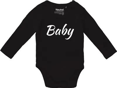 Produktbild von Huuraa Baby Body Baby Schriftzug 80 Black  Baumwolle Fairtrade Langarmbody Geschenkidee