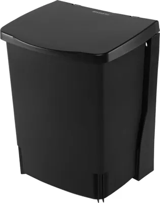 A black Brabantia built-in trash can with a lid.
