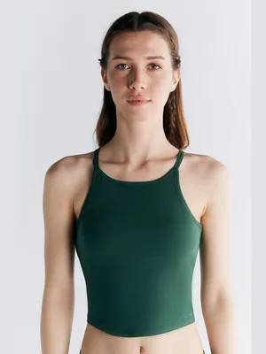 Produktbild von Damen Crop-Top aus 95% Baumwolle und 5% Elasthan mit integriertem Bustier