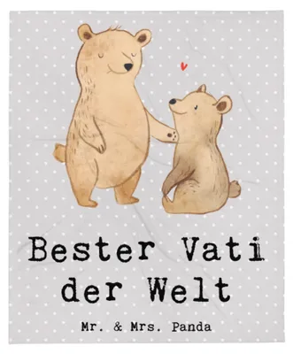 Produktbild von Mr. & Mrs. Panda Kuscheldecke Bär Bester Vati der Welt - Grau Pastell - Geschenk, Wohndecke, Paps, Decke, Geschenkidee, Plaid, Schlafdecke, Geburtstag, Vater, Tagesdecke