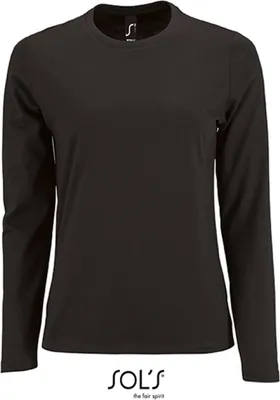 Image de SOLs 02075 | T-shirt manches longues femme Imperial - Couleur : Deep Black - Taille : M