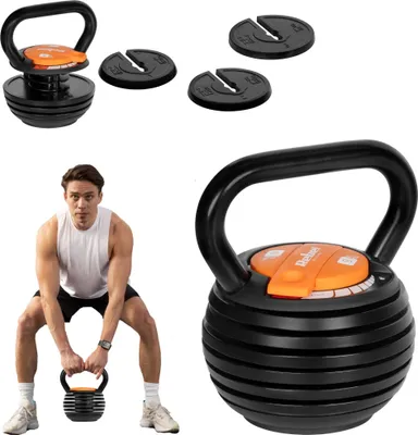 Immagine prodotto di Rebel RBA-2324-9 Kettlebell in ghisa con regolazione automatica del peso 2,3 - 9 kg, nero