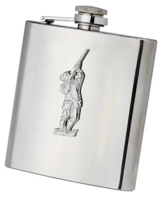 Produktbild von Edelstahl Flachmann mit Jagdmotiv und Trichter – 170 ml