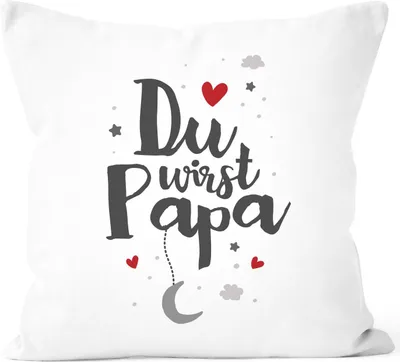 Produktbild von Kissen-Bezug mit Spruch Du wirst Papa Ankündigung Schwangerschaft Geschenk werdender Vater SpecialMe® weiß unisize