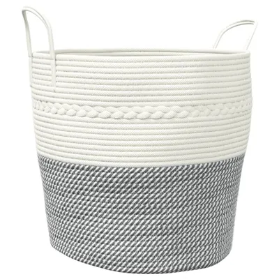 Zdjęcie produktu dla vidaXL Kosz do przechowywania szaro-biały Ø43x38 cm bawełna
