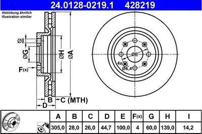 Produktbild von ATE Bremsscheiben (2 Stück)  24.0128-0219.1